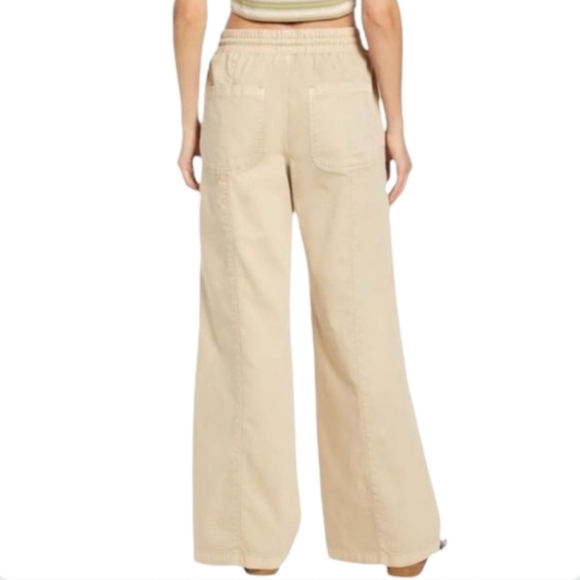We the Free Khaki High Waist Drawstring Wide Leg Cream M - Picture 3 of 12
